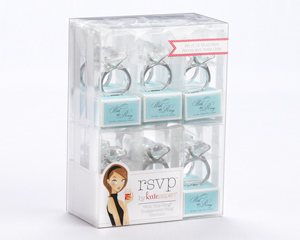 RSVP With this Ring Engagement Ring Keychain in Blue Gift Box (Set of 12)
