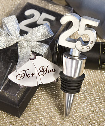 25th Anniversary Wine Bottle Stopper Favors