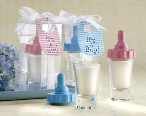 Baby's First Bottle Filled-Glass Candle with Adorable Bib Tag (Set of 4)