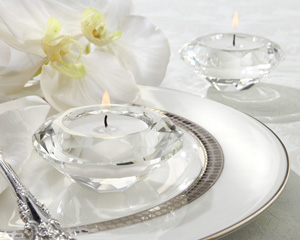 Crystal Diamond-Shaped Tea Light Holder (Set of 4)