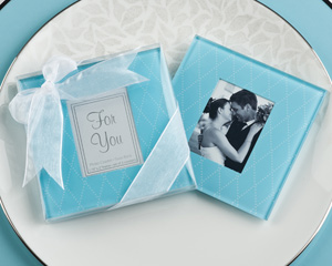 Something Blue Timeless Glass Photo Coasters