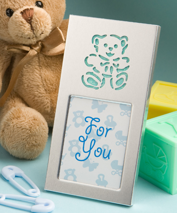 Adorable baby blue teddy bear picture frames