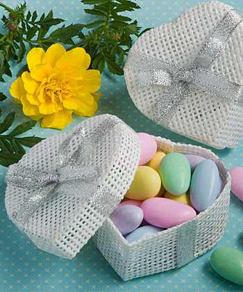 White Mesh Heart Shaped Box