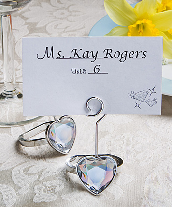 Heart shaped engagement ring place card/photo holders