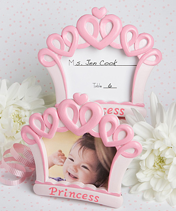 Pink crown design photo place card frames