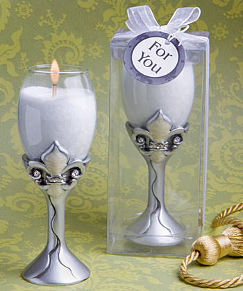 Fleur de lis design champagne flute candle