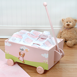 "Welcome to the World" Pink Baby Wagon - Ten-Piece Gift Set