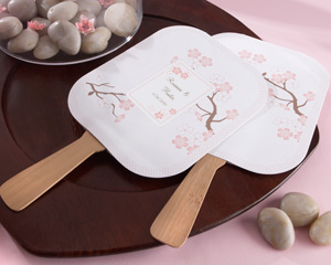 Cherry Blossoms Fan with Bamboo Handle (Set of 24)