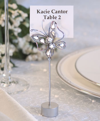 Chrome Butterfly Place Card Holder