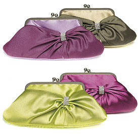 Convertible Satin Clutch Purse with Crystal Wrap