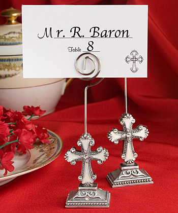 Elegant cross design place card photo holders