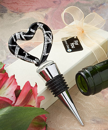 Murano Glass Collection heart design wine bottle stopper favors