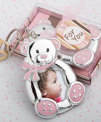 Teddy bear design photo frame key chains