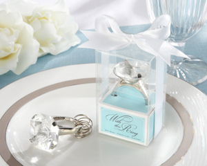 RSVP With this Ring Engagement Ring Keychain in Blue Gift Box (Set of 12)
