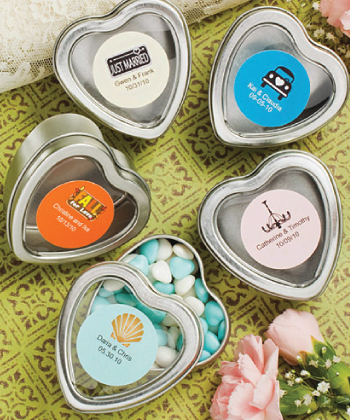 Personalized Expressions Collection white / silver heart shaped mint tins