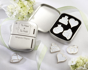 "To Have & To Hold" Set of Four Magnets in Classic "Refrigerator" Tin