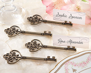 "Key To My Heart" Victorian-Style Key Place Card Holder (Set of 4)