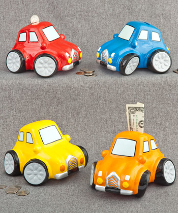 MULTICOLORED CERAMIC CAR BANKS