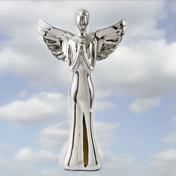 Glorious electroplated Silver standing Angel -11"