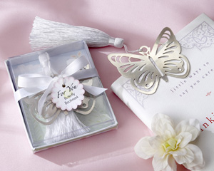 Butterfly Silver-Metal Bookmark with White Silk Tassel