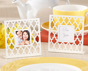 "Geometric Lattice" White Photo Frame