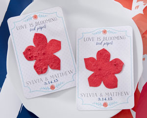 "LOVE IS BLOSSOMING" PERSONALIZED SEED PAPER CARDS (SET OF 12)