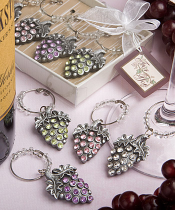 Glistening-grape-design wine charm sets