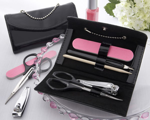 Little Black Purse Patent-Leather Five-Piece Manicure Set