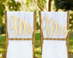 "Gold Promises" Classic Mr. and Mrs. Chair Backers