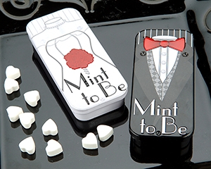 Mint to Be' Bride and Groom Slide Mint Tins with Heart Mints