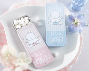 "It's a Boy" & "It's a Girl" Slide Mint Tin Favors (Pink and Blue)