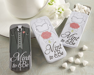 "Mint to Be" Bride and Groom Slide Mint Tins with Heart Mints