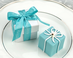 "Something Blue" Gift Box Candle in Pearlized Box with Satin Printed Ribbon