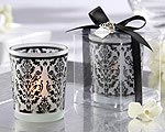 Damask Traditions Frosted Glass Tea Light Holder with Kate Aspen Signature Charm ( Set of 4 )