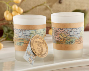 "OUR ADVENTURE BEGINS" VINTAGE MAP TEALIGHT HOLDER (SET OF 4)