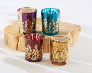 INDIAN JEWEL HENNA VOTIVES - ASSORTED (SET OF 4)