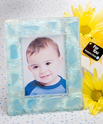 Murano Collection blue frosted finish picture frame