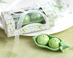 "Two Peas in a Pod" - Ceramic Salt & Pepper Shakers in Ivy Print Gift Box