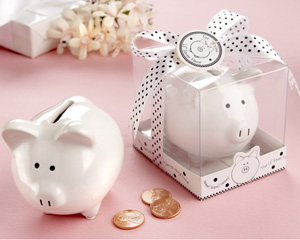 Li l Saver Favor Ceramic Mini-Piggy Bank in Gift Box with Polka-Dot Bow