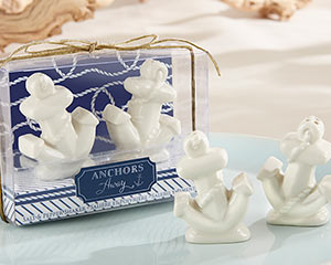 S"ANCHORS AWAY" CERAMIC SALT AND PEPPER SHAKERS