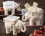 "Lucky Elephant" Antique Ivory-Finish Tea Light Holder
