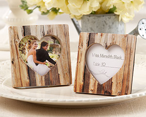 "Rustic Romance" Faux-Wood Heart Place Card Holder/Photo Frame