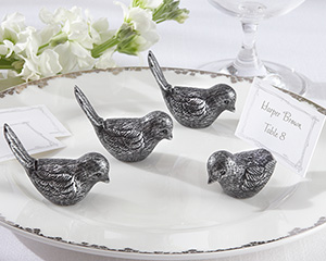 Antiqued Bird Place Card Holder (Set of 4)