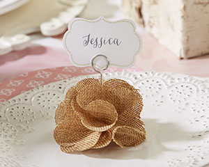 BURLAP ROSE PLACE CARD HOLDER (SET OF 6)