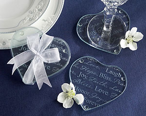 Good Wishes Heart Glass Coasters