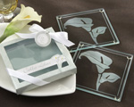 "Calla Lilies" Frosted-Glass Coasters in Floral-Inspired Gift Box