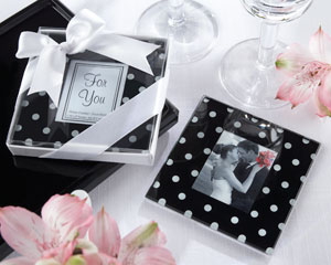 Mod Dots Black and White Polka Dot Photo Coaster
