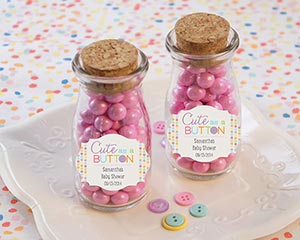 "CUTE AS A BUTTON" PERSONALIZED MILK JAR (SET OF 12)