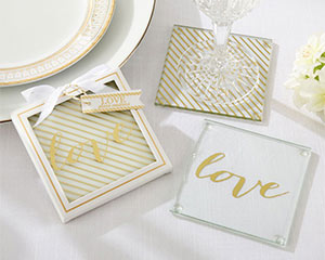 GOLD LOVE GLASS COASTERS