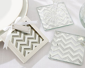 "Shimmer and Shine" Silver Chevron Coasters